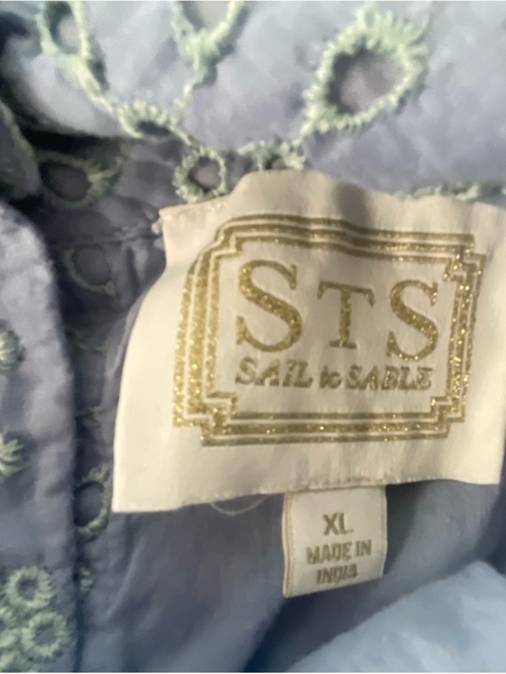 SAIL TO SABLE Light Blue/Sage Eyelet Sleeveless Tank XL $30 - Picture 6 of 6